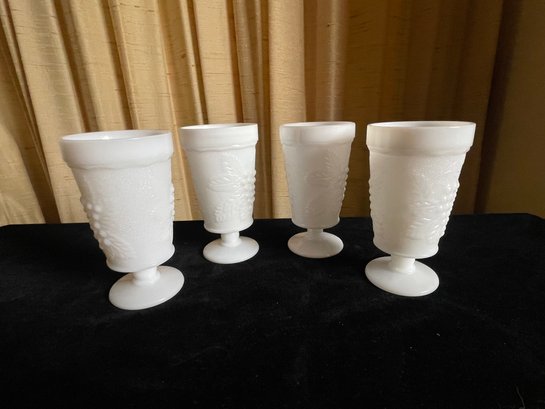Anchor Hocking White Milk Glass Footed Goblet