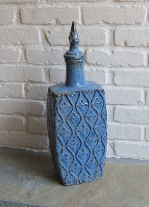 Decorative Terracotta Ceramic Blue Decanter Or Container