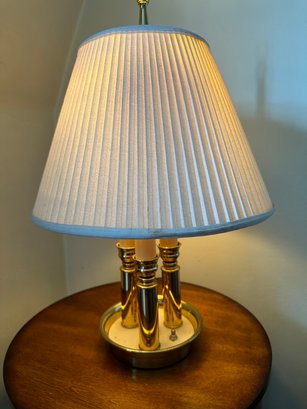 Vintage Brass French Bouillotte Style Candlestick Table Lamp With Shade