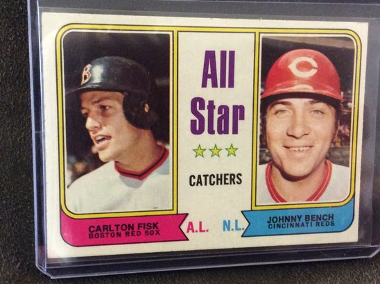 1974 Topps All Star Catchers Carlton Fisk & Johnny Bench