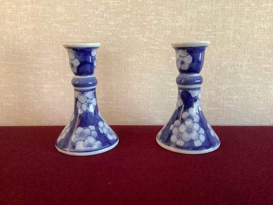 Blue And White Candle Sticks