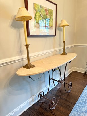 Rustic Style Stone Top Console Table