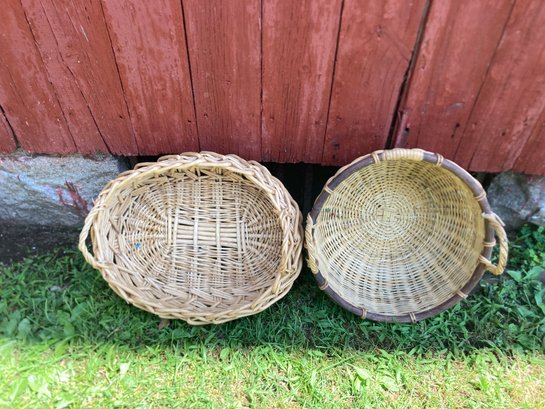2 Nice Beautiful Baskets With Handles 15x7 And 17x13