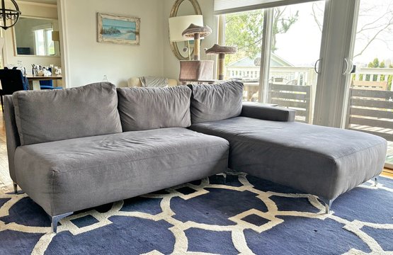 A Modern Sofa In Grey Linen By Lloyds Of Chatham