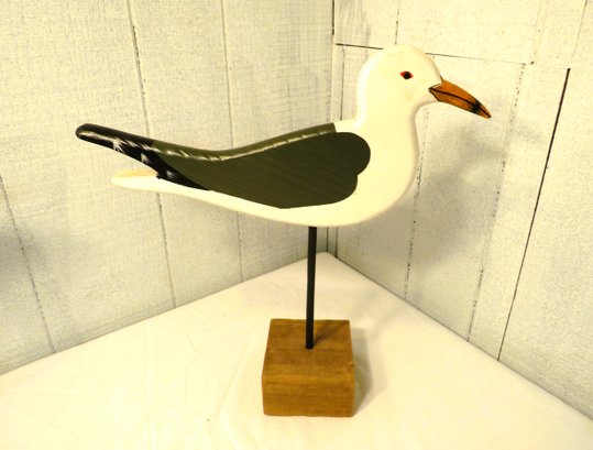 Seagull Wood Bird Decoy  On Stand