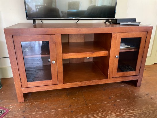 Wood And Glass Doors Media Cabinet.