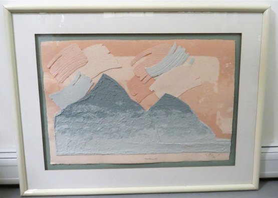 'Seamounts' Titled Framed Abstract Layered Paper, Artist Signed & Dated 1986