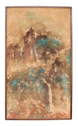 Jong Foo Tian 1968  Landscape Painting On Canvas Framed