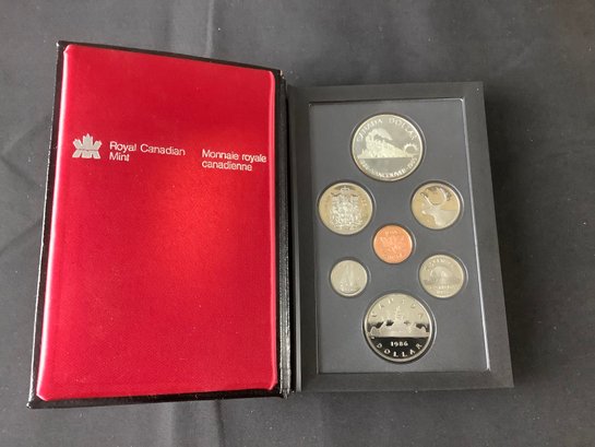 1986 Royal Canadian Mint Set Of Coins In Box With COA