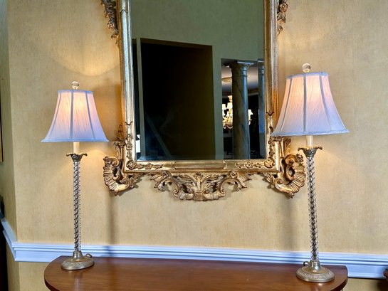 A Pair Of Swirled Lucite Louis XIV French Style Table Lamps