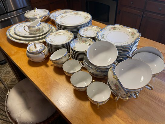 Noritake Casino Pattern , Porcelain Dish Set For 12 With 77 Pieces In Total.