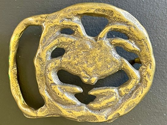 Artisan Crafted Solid Brass Vintage Crab 'cancer' Belt Buckle