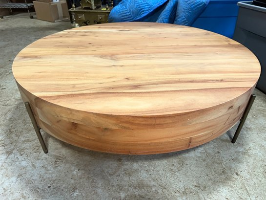 Incredible 6 3/4 In Thick PROCTOR Low Round Wood Coffee Table