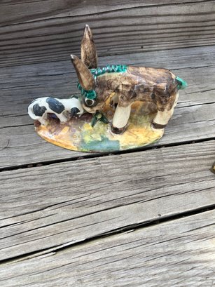 Ceramic Donkey And Dog Figurine