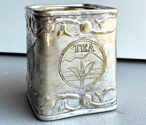 A Vintage Silver Plated Brass Tea Tin