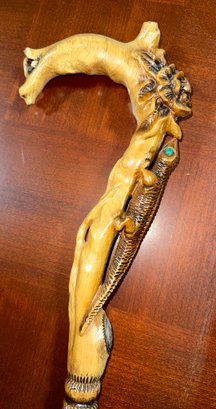 Amazing Hand Carved Cane W/Lizard By GC-Artis Ukraine Artist Shestopalov Sergiy