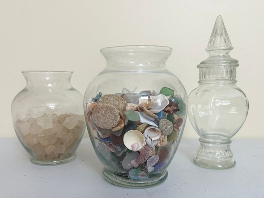Sea Glass In Vintage Apothecary Vessels