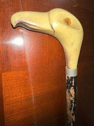 Hand Carved Bone Duck Head Cane/walking Stick