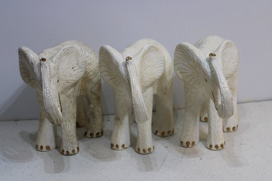 3 Plaster Elephants