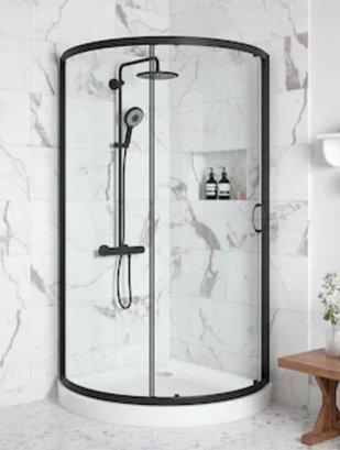 OVE Decors Breeze Matte Black 2-Piece 32-in X 32-in X 77-in Clear Glass Shower Doors