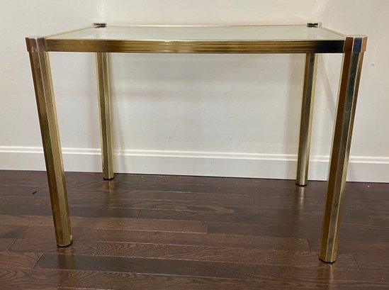 MCM Brass Chrome And Glass Accent Table