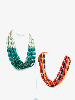 Pairing Of Multistrand Pillow Bead Necklaces