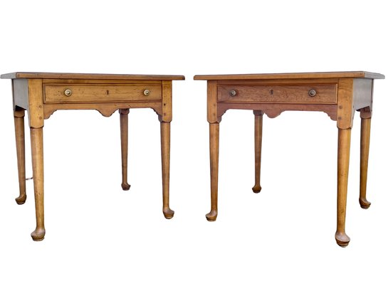 Matching Pair Of Drexel Heritage Country Collection End Tables With Drawers