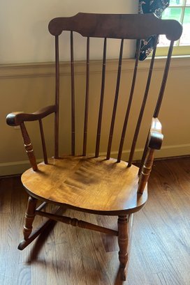 Tan Spindle Back Rocking Chair
