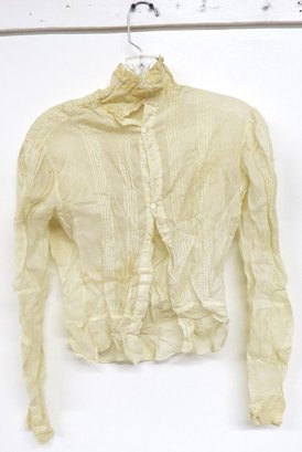 A Victorian Era Fully Sleeved Cotton Voile Button Up Blouse With Mother Of Pearl Buttons
