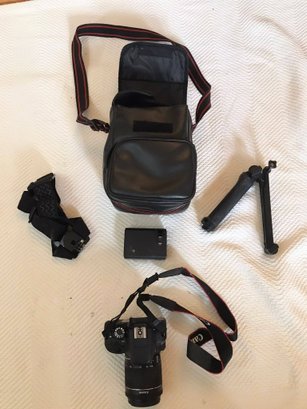 Canon Camera With Bag And GoPro Accessories