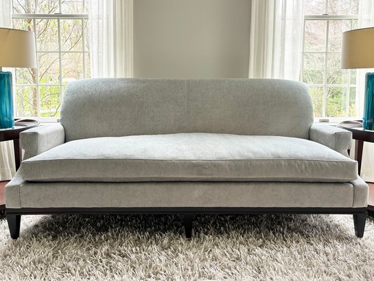 A Grand Modern Sofa In Slate Grey With Down Cushions By Lillian August