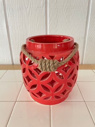 Red Ceramic Candle Lamp