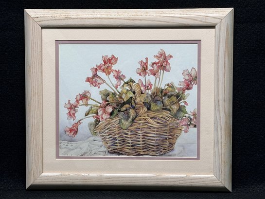 Decorative Wall Art  Basket Of Flowers Matted & Framed