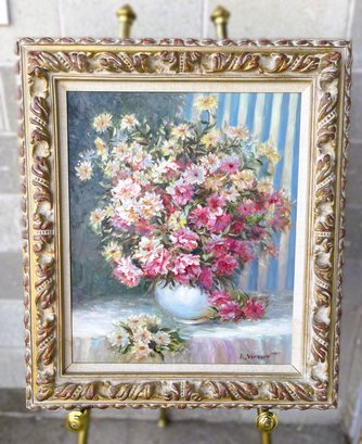 Beautiful Evelyn Vernon Floral Oil Painting-Matted And Nicely Framed