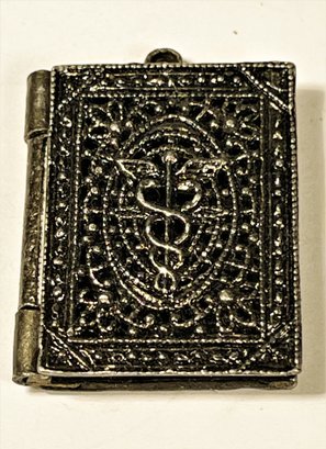 Antique Filigree Medical Locket Hinged Book Style Pendant