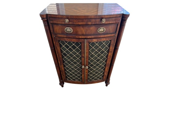 Pair Of Federal Style Flame Mahogany End Tables With Lattice Door Fronts By Althorp