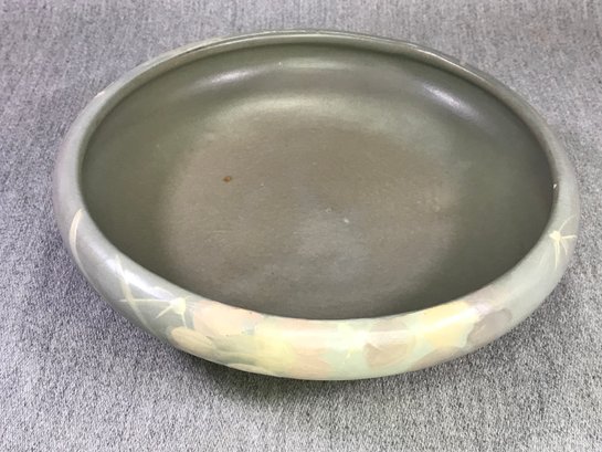 Very Nice Vintage WELLER Art Pottery Bowl - Sage Green - Hand Painted Flowers - Very Pretty Bulb Bowl !