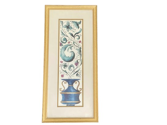 Decorative Framed Print Blue Urn & Florals