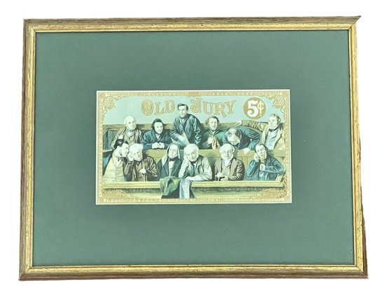 Old Jury Cigar Box Top Art, Framed