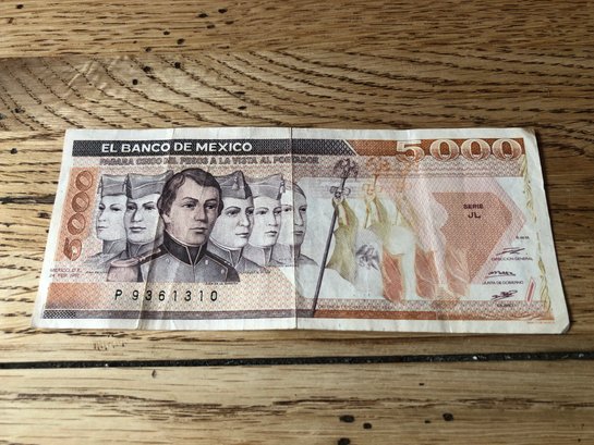 1987 Mexico Paper Money, 5000 Pesos, Cadet Heroes
