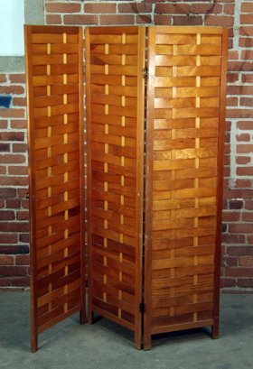 Mid Century Modern Woven Wood Room Divider / Screen