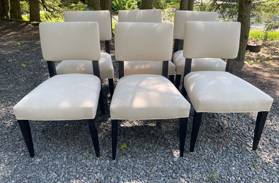 Set Of Crate & Barrel Upholstered Dining Chairs