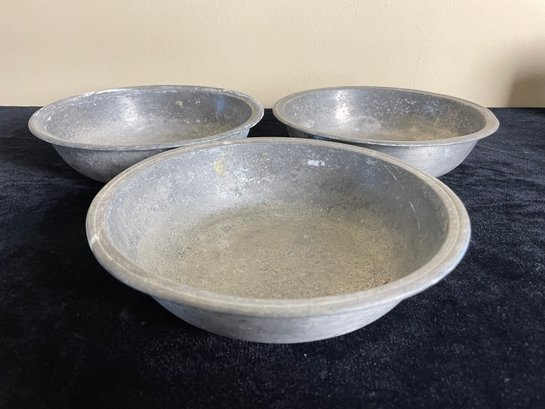 Set Of 3 Vintage Pewter Bowls