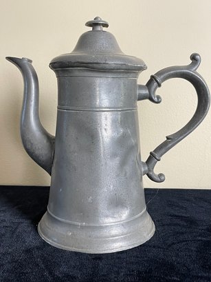 Tall Antique American Lighthouse Pewter Coffee Pot