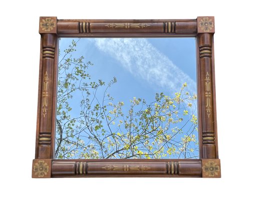 Authentic Hitchcock Mirror With Gold Stencil Design On The Frame