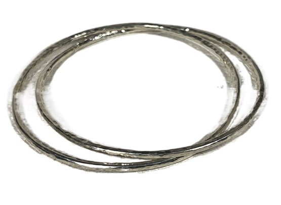 Pair Intertwined Sterling Silver Bangle Braclets