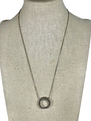 Sterling Silver 18' Chain Necklace Having Circular Marcasite Pendant