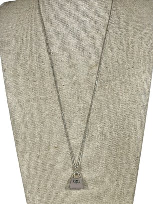 Sterling Silver Chain Necklace 20' Having Purse Pocketbook Pendant