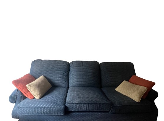 Denim Blue Pattern Comfy 3-cushion Sofa