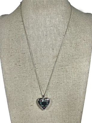 Very Fine Sterling Silver Chain Necklace Heart Shaped Locket Pendant 18'
